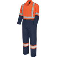 2-Tone Safety Coveralls with Zipper Closure, 36, High Visibility Orange/Navy Blue, CSA Z96 Class 3 - Level 2 SHH875 | Stor-it Systems