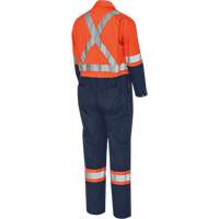 Tall 2-Tone Safety Coveralls with Zipper Closure, 40, High Visibility Orange/Navy Blue, CSA Z96 Class 3 - Level 2 SHH891 | Stor-it Systems