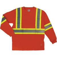 Long Sleeve Safety T-Shirt, Cotton, X-Small, High Visibility Orange SHI995 | Stor-it Systems
