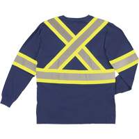 Long Sleeve Safety T-Shirt, Cotton, X-Small, Navy Blue SHJ014 | Stor-it Systems