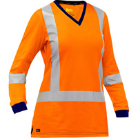 Chemise &agrave; manches longues et X au dos Bisley pour femmes, Poly-coton, Petit, Orange haute visibilit&eacute; Stor-it Systems