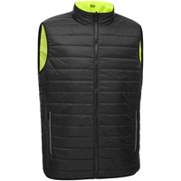 Bisley&reg; X-Back Reversible Puffer Vest, High Visibility Lime-Yellow, Small, Polyester Stor-it Systems