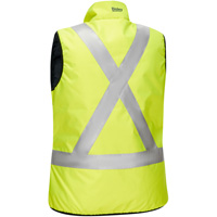 Bisley&reg; X-Back Women's Contoured Reversible Puffer Vest, High Visibility Lime-Yellow, Small, Polyester Stor-it Systems