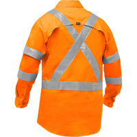 Chemise de travail &agrave; manches longues et X au dos Bisley avec X-Airflow, Poly-coton, Petit, Orange haute visibilit&eacute; Stor-it Systems