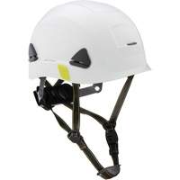 Fibre Metal Climbing Style Safety Helmet, Meets CSA Type 2, Ratchet Suspension, Non-Vented Stor-it Systems