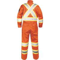 Fire-Resistant Coverall with High-Visibility Bands, Size Small, Orange Stor-it Systems