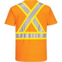 Contrast-Striped Safety T-Shirt, Polyester, Small, High Visibility Orange Stor-it Systems