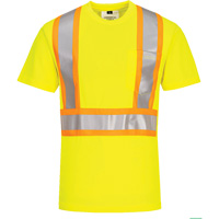 Contrast-Striped Safety T-Shirt, Polyester, Small, High Visibility Lime-Yellow Stor-it Systems