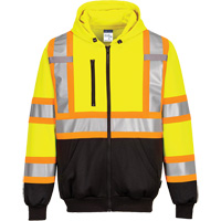Contrast-Striped Safety Hoodie, Small, Black/High Visibility Lime-Yellow Stor-it Systems