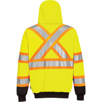 Contrast-Striped Safety Hoodie, Small, Black/High Visibility Lime-Yellow Stor-it Systems