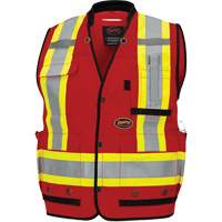 6678 High-Visibility Antimicrobial Mesh-Back Surveyor Vest, Red, Small, Polyester Stor-it Systems