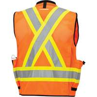 6680 High-Visibility Antimicrobial Mesh-Back Surveyor Vest, High Visibility Orange, Small, Polyester Stor-it Systems