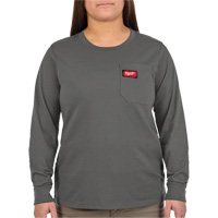 GRIDIRON Long Sleeve Pocket T-Shirt, Women's, X-Small, Grey Stor-it Systems