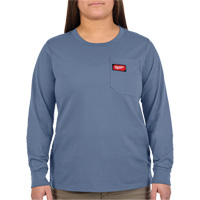 GRIDIRON Long Sleeve Pocket T-Shirt, Women's, X-Small, Blue Stor-it Systems