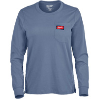 GRIDIRON Long Sleeve Pocket T-Shirt, Women's, X-Small, Blue Stor-it Systems