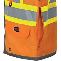 Pioneer Mesh Back Zip Front Surveyor Safety Vest, High Visibility Orange, Small, Polyester Stor-it Systems