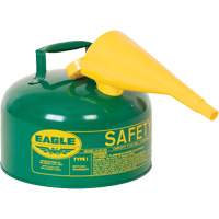 Safety Can for Combustibles with Funnel, Type I, Galvanized Steel, 2.5 US gal., Green, FM Approved/UL/ULC Listed Stor-it Systems