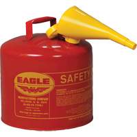 Safety Can for Flammables with Funnel, Type I, Galvanized Steel, 5 US gal., Red, FM Approved/UL/ULC Listed Stor-it Systems