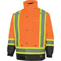 5056 Pioneer&reg; Yukon 7-in-1 Waterproof Winter Safety Parka, Polyester, Black/High Visibility Orange, X-Small Stor-it Systems