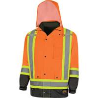 5056 Pioneer&reg; Yukon 7-in-1 Waterproof Winter Safety Parka, Polyester, Black/High Visibility Orange, X-Small Stor-it Systems