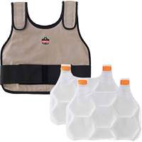 Veste de refroidissement &agrave; changement de phase standard avec sachets de recharge Chill-Its 6230, Petit/Moyen, Khaki Stor-it Systems