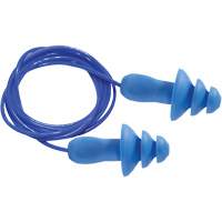 Bouchons d'oreilles r&eacute;utilisables bleus 100 % d&eacute;tectables par m&eacute;tal SEALTEC TipGrip, Avec cordon, Taille unique, Vrac - Boîte, NRR dB 26 dB Stor-it Systems