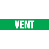 "Vent" Pipe Markers, Self-Adhesive, 4" H x 24" W, White on Green SI570 | Stor-it Systems