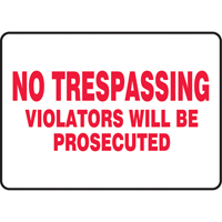 "No Trespassing" Sign, 7" x 10", Vinyl, English SS556 | Stor-it Systems