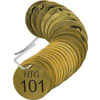 &eacute;tiquettes num&eacute;rot&eacute;es pour vannes HTG, # 101-125, Laiton, 1,5" dia. Stor-it Systems