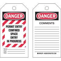 "Confined Space" Tags, Polyester, 3" W x 5-3/4" H, English SX839 | Stor-it Systems