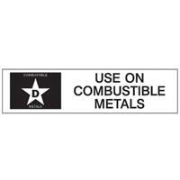 "D: Use on Combustible Metals" Fire Extinguisher Label SY241 | Stor-it Systems