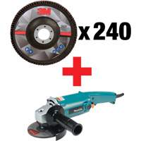 769F Flap Disc & Angle Grinder Kit, 5" x 7/8", Type 29, 40+ Grit, Ceramic Stor-it Systems