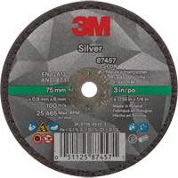 Silver Cut-Off Wheel, 3" x 0.04", 1/4"-28 Arbor, Type 1, Ceramic, 25645 RPM TCT838 | Stor-it Systems