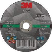 Silver Cut-Off Wheel, 3" x 0.06", 3/8"-24 Arbor, Type 1, Ceramic, 25645 RPM TCT840 | Stor-it Systems