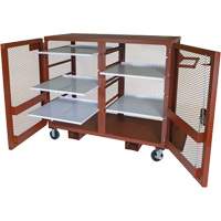 Mobile Mesh Cabinet, Steel, 49 Cubic Feet, Red Stor-it Systems