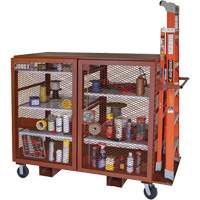 Mobile Mesh Cabinet, Steel, 49 Cubic Feet, Red Stor-it Systems
