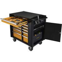 Powered Tool Cart, 11 Drawers, 42-1/2" W x 24-7/16" D x 41" H, Black/Orange Stor-it Systems