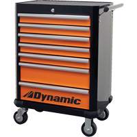Roller Cabinet, 7 Drawers, 28" W x 18" D x 40" H, Black/Orange TER176 | Stor-it Systems