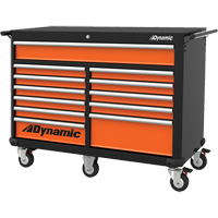 Armoire roulante, 12 tiroirs, 53" la x 24" p x 41" h, Noir/Orange Stor-it Systems