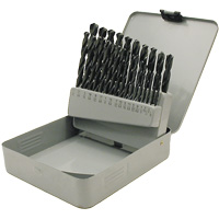 Coffret de forets en oxyde noir JET-KUT, 29 morceaux, Acier rapide Stor-it Systems