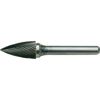CLEVELAND Solid Carbide Burrs - Tree Shape Pointed End, SG-41, 1/8" Dia., 1/8" Shank, 1/4" Depth of Cut Stor-it Systems