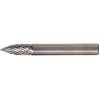 CLEVELAND Solid Carbide Burrs - Tree Shape Pointed End, SG-1, 1/4" Dia., 1/4" Shank, 5/8" Depth of Cut Stor-it Systems