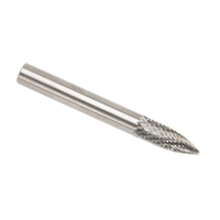 CLEVELAND Solid Carbide Burrs - Tree Shape Pointed End, SG-1, 1/4" Dia., 1/8" Shank Stor-it Systems