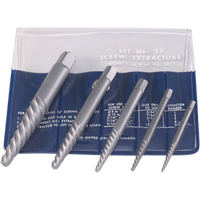 Screw Extractors - Screw Extractor Set in Fold-Up Pouch, 5 Pieces, High Carbon Steel TGJ622 | Stor-it Systems