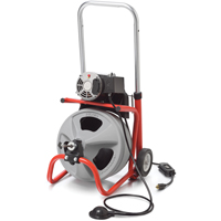 K-400 Autofeed Drum Machine with C-32 IW Cable, Electric, 1/2" x 75' and 3/8" x 100' Stor-it Systems