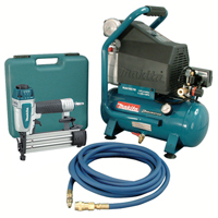 Air Compressor and Brad Nailer Kit, Electric, 2.6 Gal. (3.1 US Gal), 130 PSI, 120/1 V TNB259 | Stor-it Systems