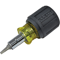 Stubby Multi-Bit Screw Driver With Sq.Recess, 3-1/5" L, Cushion Grip Handle Stor-it Systems