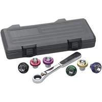 6 Point Magnetic Oil Drain Plug Metric Socket Set, 7 Pieces, 3/8" Drive Size Stor-it Systems