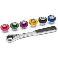 6 Point Magnetic Oil Drain Plug Metric Socket Set, 7 Pieces, 3/8" Drive Size Stor-it Systems