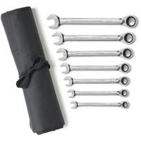 72-Tooth 12 Point Reversible Ratcheting SAE Wrench Set with Tool Roll, Combination, 7 Pieces, Imperial Stor-it Systems
